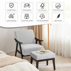 HUIMO Mid Century Modern Armchair and Ottoman Set Upholstered Accent Chair for Living Room, Bedroom