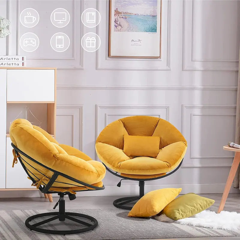 MCombo Gas Lift Swivel Papasan Chair with Height Adjustment, Velvet HQ405