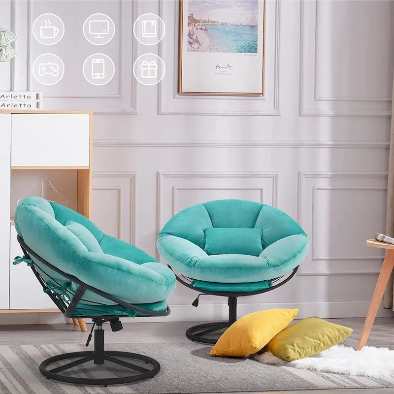 MCombo Gas Lift Swivel Papasan Chair with Height Adjustment, Velvet HQ405