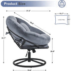 MCombo Gas Lift Swivel Papasan Chair with Height Adjustment, Velvet HQ405