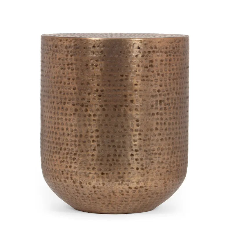 Ladd Handcrafted Boho Aluminum Drum Side Table by Christopher Knight Home - 15.00 L x 15.00 W x 17.50 H