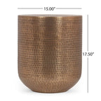 Ladd Handcrafted Boho Aluminum Drum Side Table by Christopher Knight Home - 15.00 L x 15.00 W x 17.50 H