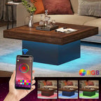 Farmhouse Square LED Coffee Table Engineered Wood Coffee Table for Living Room