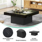 Farmhouse Square LED Coffee Table Engineered Wood Coffee Table for Living Room