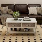 COSIEST Vintage Solid Wood 2-Drawers Console Table-31.5W x 12L x 30H