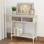 COSIEST Vintage Solid Wood 2-Drawers Console Table-31.5W x 12L x 30H