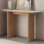 Marble Console Table Entryway Table with Fluted Base