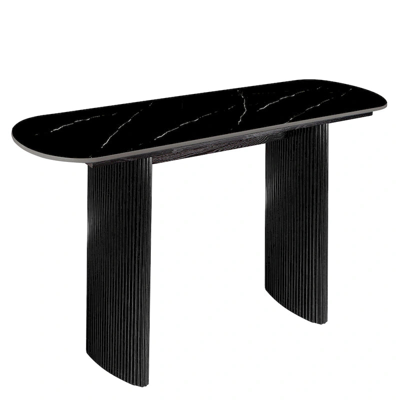 Marble Console Table Entryway Table with Fluted Base