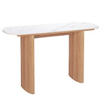 Marble Console Table Entryway Table with Fluted Base