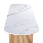 Marble Console Table Entryway Table with Fluted Base