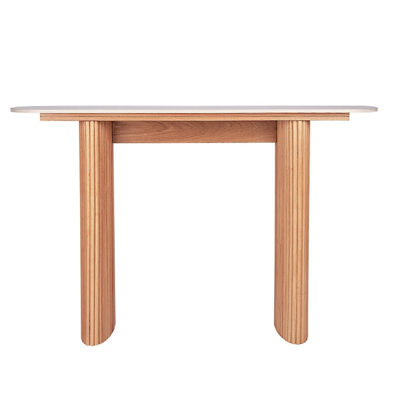 Marble Console Table Entryway Table with Fluted Base