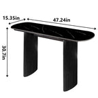 Marble Console Table Entryway Table with Fluted Base