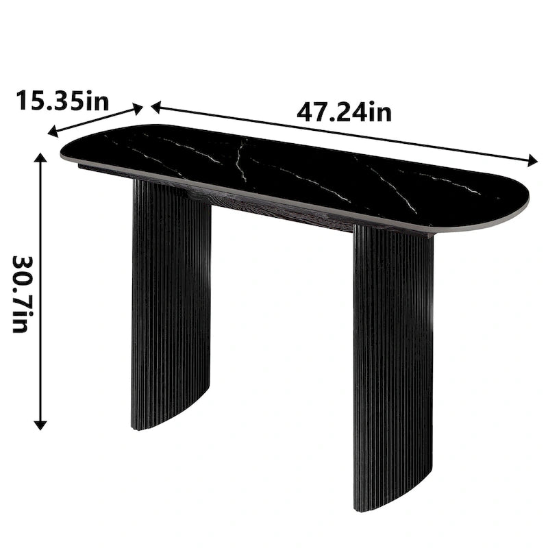 Marble Console Table Entryway Table with Fluted Base