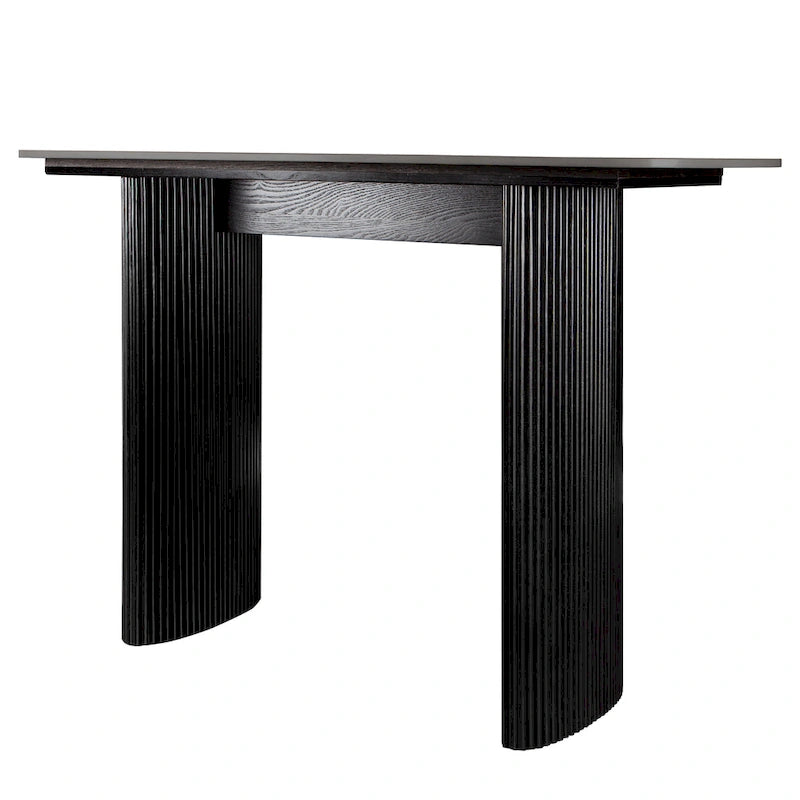 Marble Console Table Entryway Table with Fluted Base
