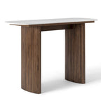 Marble Console Table Entryway Table with Fluted Base
