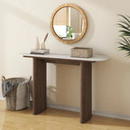Marble Console Table Entryway Table with Fluted Base