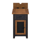 Rustic Solid Wood Chairside End Table with Hidden Charging Station
