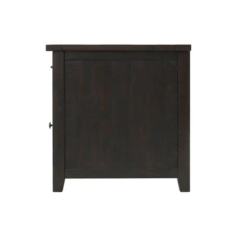 Rustic Solid Wood Chairside End Table with Hidden Charging Station