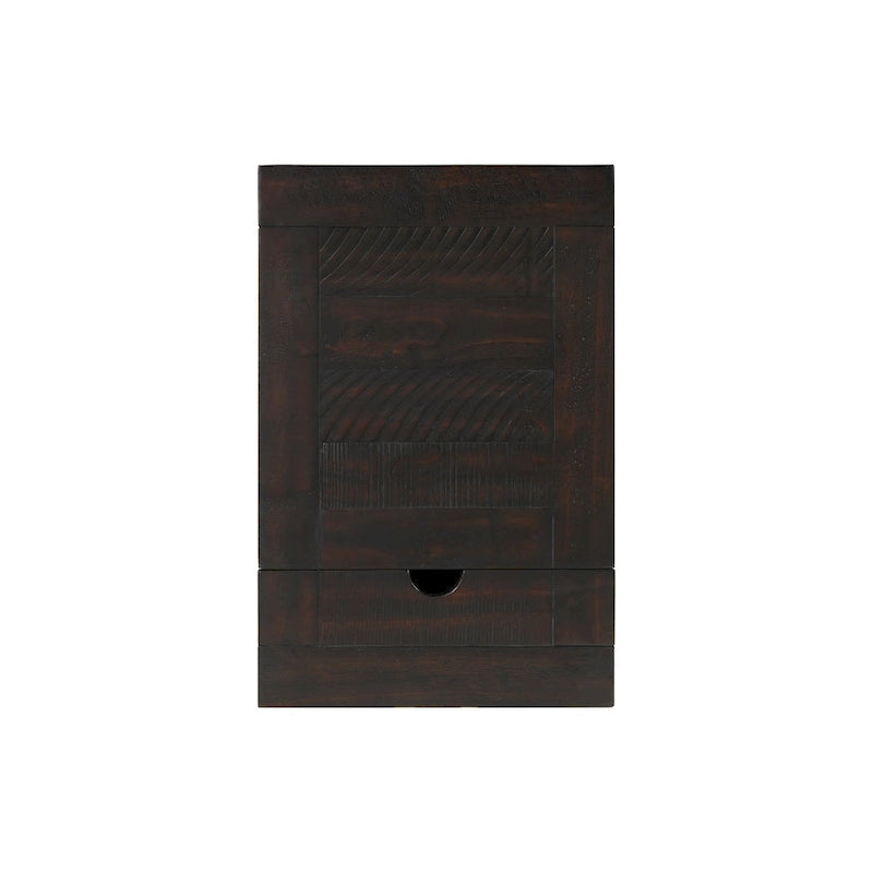 Rustic Solid Wood Chairside End Table with Hidden Charging Station