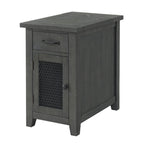 Rustic Solid Wood Chairside End Table with Hidden Charging Station