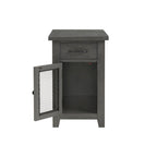 Rustic Solid Wood Chairside End Table with Hidden Charging Station