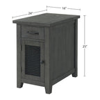 Rustic Solid Wood Chairside End Table with Hidden Charging Station