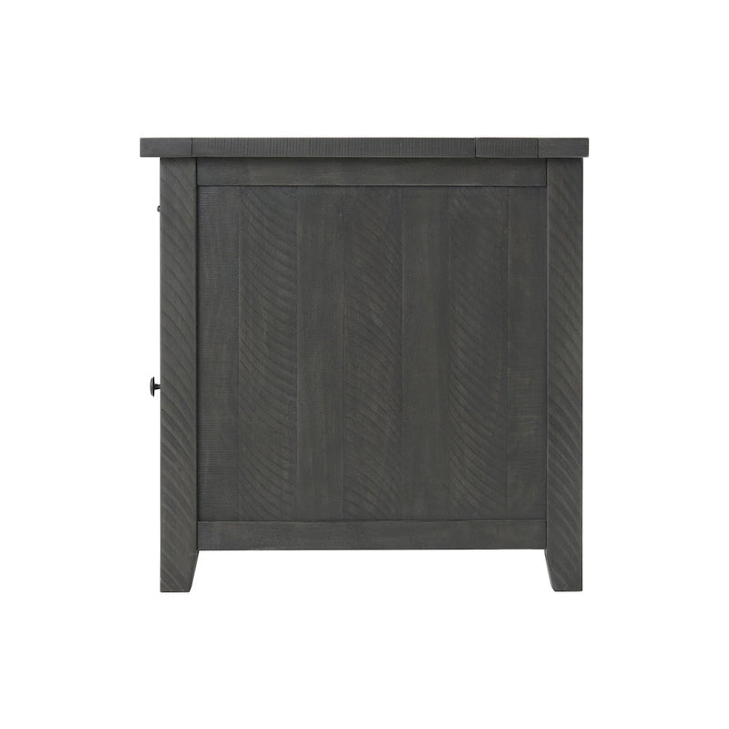 Rustic Solid Wood Chairside End Table with Hidden Charging Station