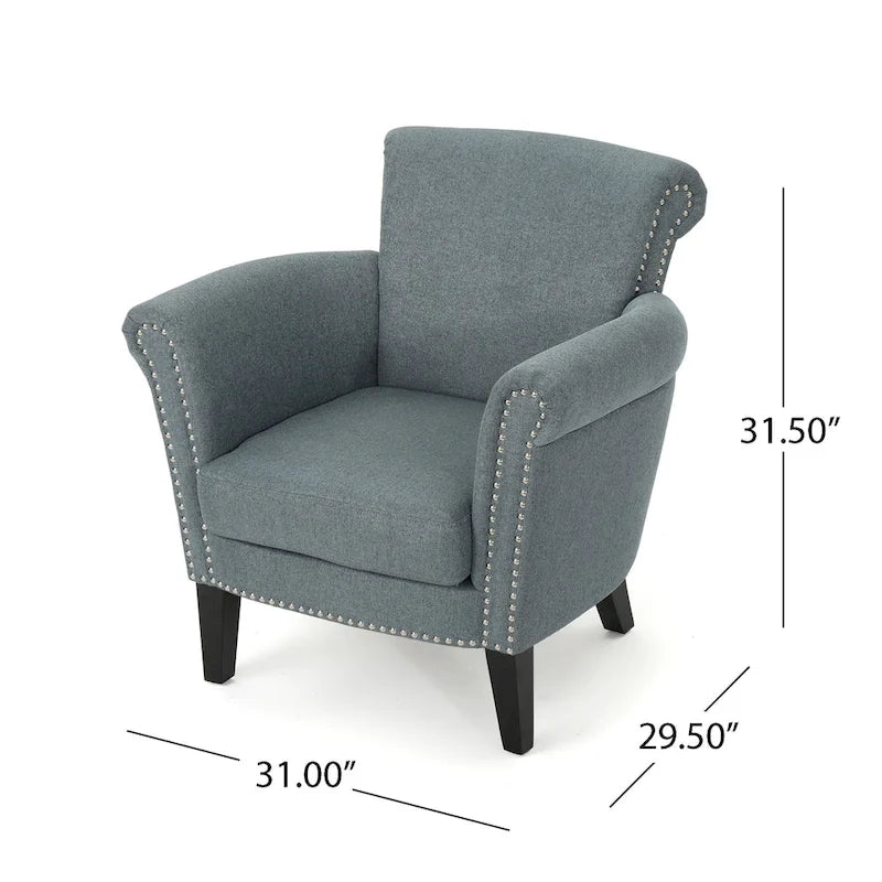 Brice Contemporary Scroll Arm Club Chair with Nailhead Trim by Christopher Knight Home