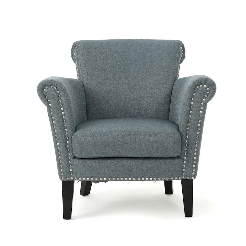 Brice Contemporary Scroll Arm Club Chair with Nailhead Trim by Christopher Knight Home
