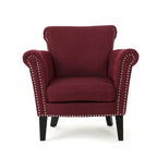 Brice Contemporary Scroll Arm Club Chair with Nailhead Trim by Christopher Knight Home