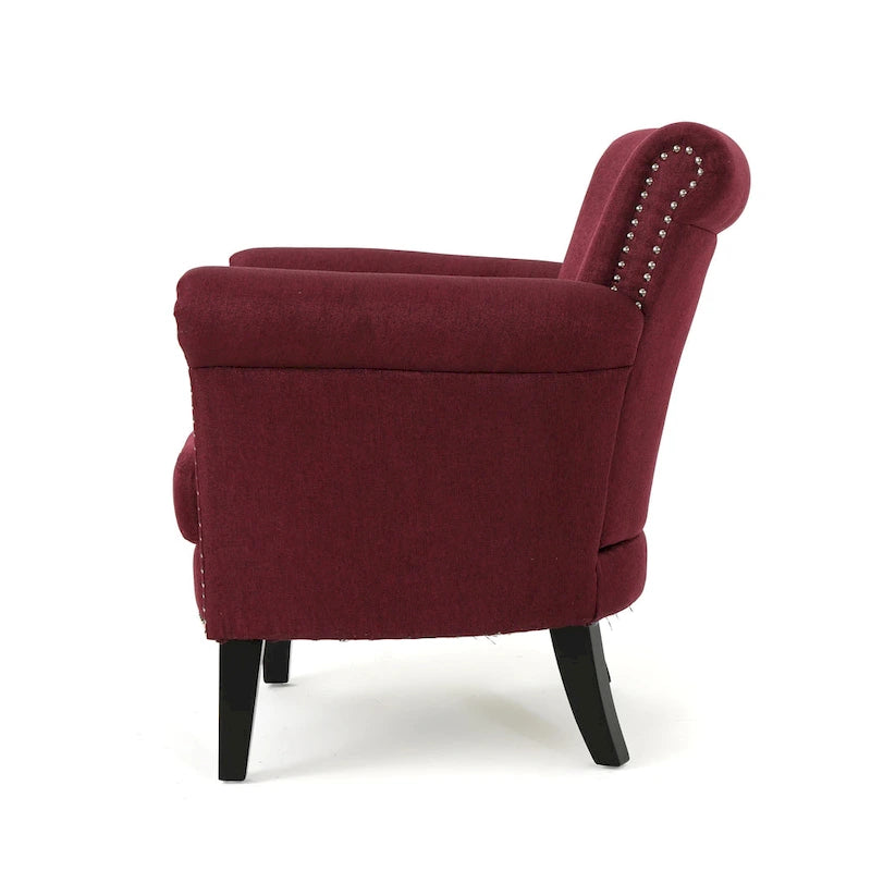 Brice Contemporary Scroll Arm Club Chair with Nailhead Trim by Christopher Knight Home