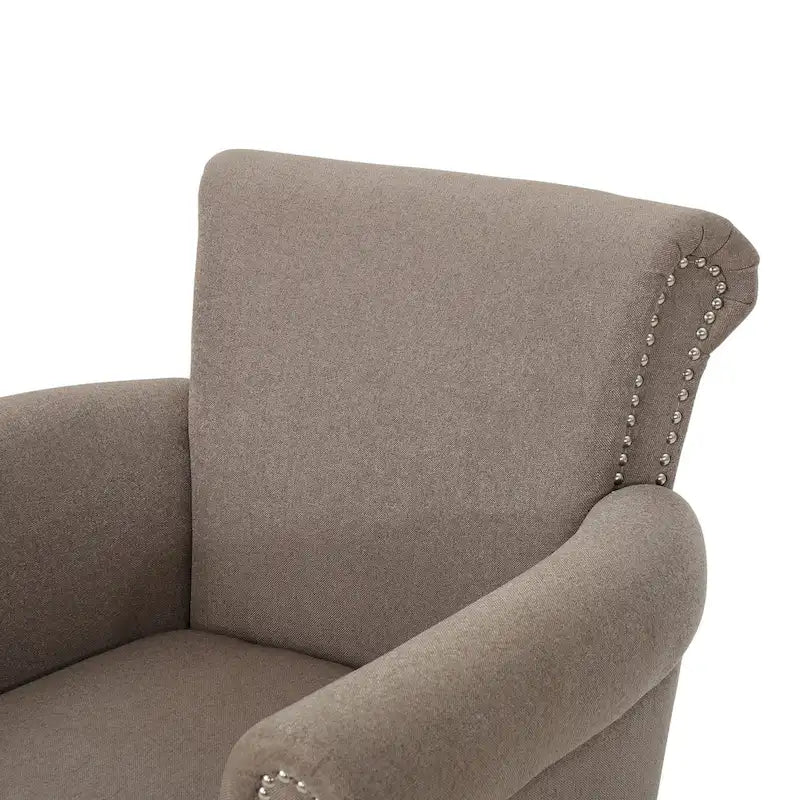 Brice Contemporary Scroll Arm Club Chair with Nailhead Trim by Christopher Knight Home