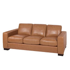 Oversized Genuine Leather Sofa - Ultimate Comfort Mid-Century Living Room Sofa Modern Couch with Sturdy Block Legs