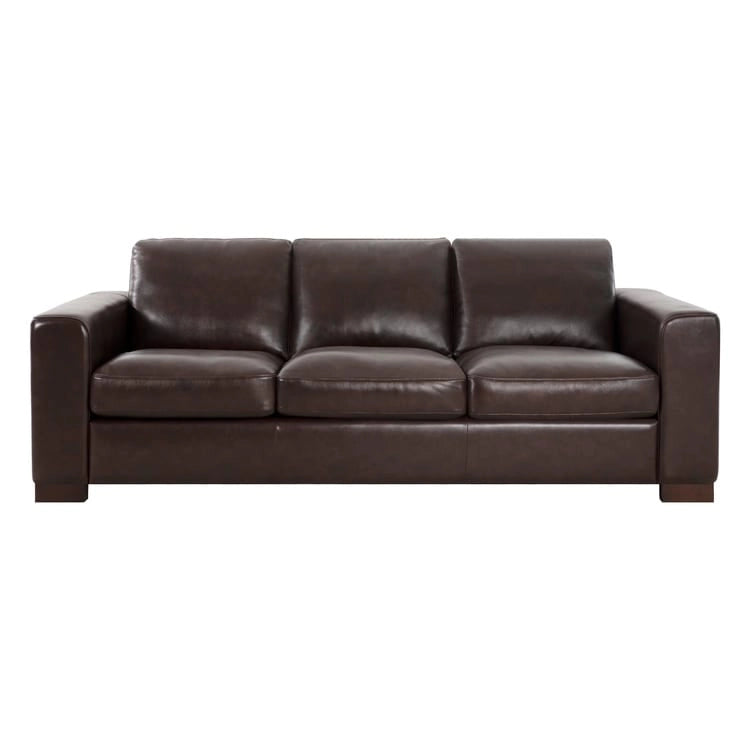 Oversized Genuine Leather Sofa - Ultimate Comfort Mid-Century Living Room Sofa Modern Couch with Sturdy Block Legs