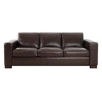 Oversized Genuine Leather Sofa - Ultimate Comfort Mid-Century Living Room Sofa Modern Couch with Sturdy Block Legs