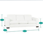 Oversized Genuine Leather Sofa - Ultimate Comfort Mid-Century Living Room Sofa Modern Couch with Sturdy Block Legs