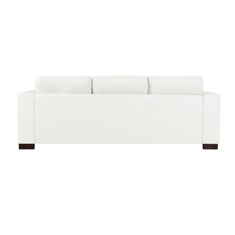 Oversized Genuine Leather Sofa - Ultimate Comfort Mid-Century Living Room Sofa Modern Couch with Sturdy Block Legs