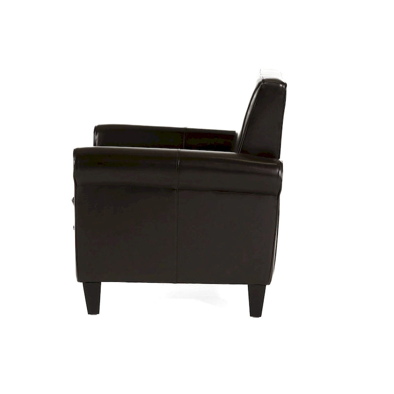 Freemont Brown Bonded Leather Club Chair by Christopher Knight Home