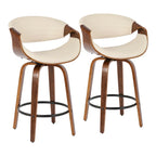Carson Carrington Kanteborg 26 Fixed-Height Counter Stool with Bent Wood Legs & Round Footrest (Set of 2)