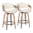 Carson Carrington Kanteborg 26 Fixed-Height Counter Stool with Bent Wood Legs & Round Footrest (Set of 2)