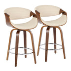 Carson Carrington Kanteborg 26 Fixed-Height Counter Stool with Bent Wood Legs & Round Footrest (Set of 2)