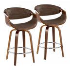 Carson Carrington Kanteborg 26 Fixed-Height Counter Stool with Bent Wood Legs & Round Footrest (Set of 2)