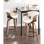 Carson Carrington Kanteborg 26 Fixed-Height Counter Stool with Bent Wood Legs & Round Footrest (Set of 2)