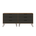 Manhattan Comfort Rockefeller 6-Drawer Double Low Dresser with Metal Legs