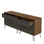 6-Drawer Double Low Dresser with Metal Legs