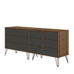 6-Drawer Double Low Dresser with Metal Legs
