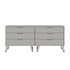6-Drawer Double Low Dresser with Metal Legs