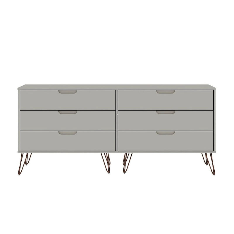 6-Drawer Double Low Dresser with Metal Legs