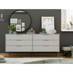 6-Drawer Double Low Dresser with Metal Legs