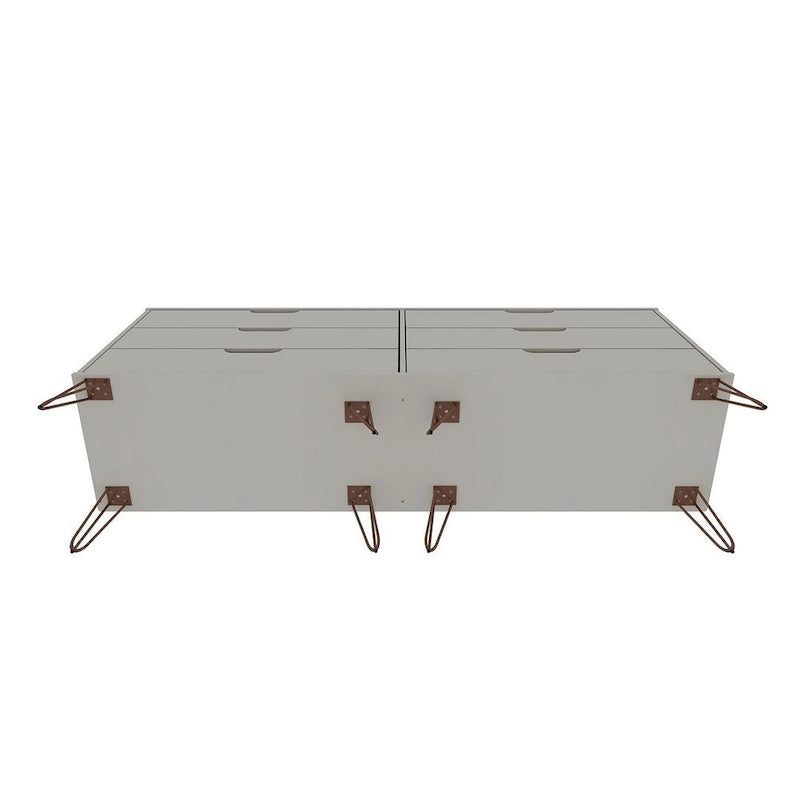 6-Drawer Double Low Dresser with Metal Legs
